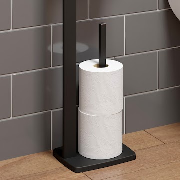 Black Architeckt Square Toilet Roll Holder Free Standing Bathroom  Accessories