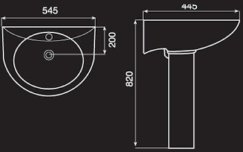 Essentials Budget Full Pedestal 1 Tap Hole Bathroom Sink