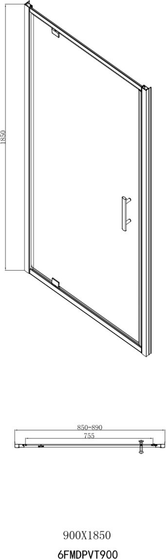 Luxura 900 x 700mm Pivot Shower Door & Side Panel - 6mm Glass