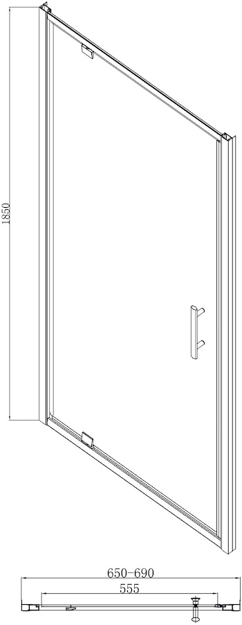 Luxura 700mm Pivot Shower Door - 6mm Glass with 700 x 700mm Tray