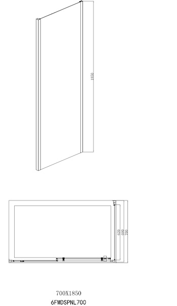 Luxura 900 x 700mm Pivot Shower Door & Side Panel - 6mm Glass