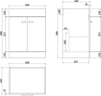 Aurora White Gloss Toilet Resin Basin Vanity Unit 1100mm RH