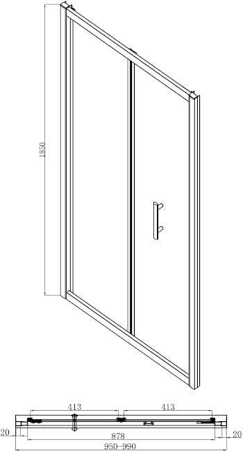 1000 x 800mm Bathroom Bi Fold Shower Door Enclosure Side Panel Framed ...