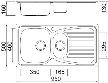 Essentials Inset Stainless Steel Sink - 1.5 Bowl