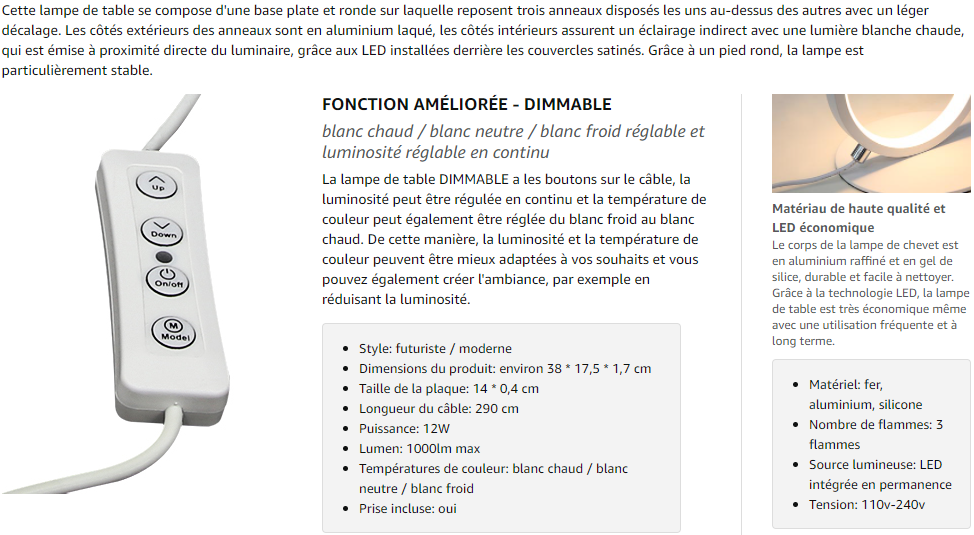Lampe de table ZMH