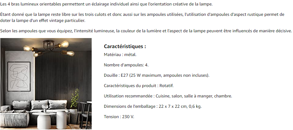 Plafonnier Vintage Noir