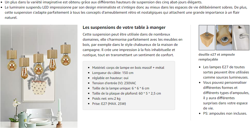 Lampe à suspension ZMH