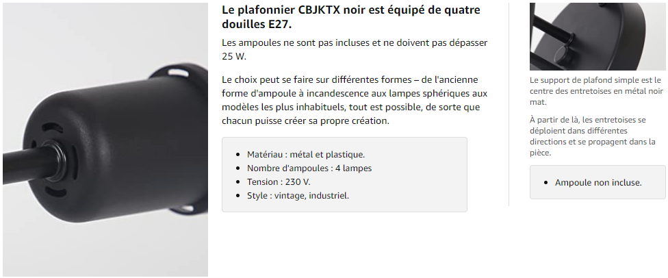 Plafonnier Vintage Noir