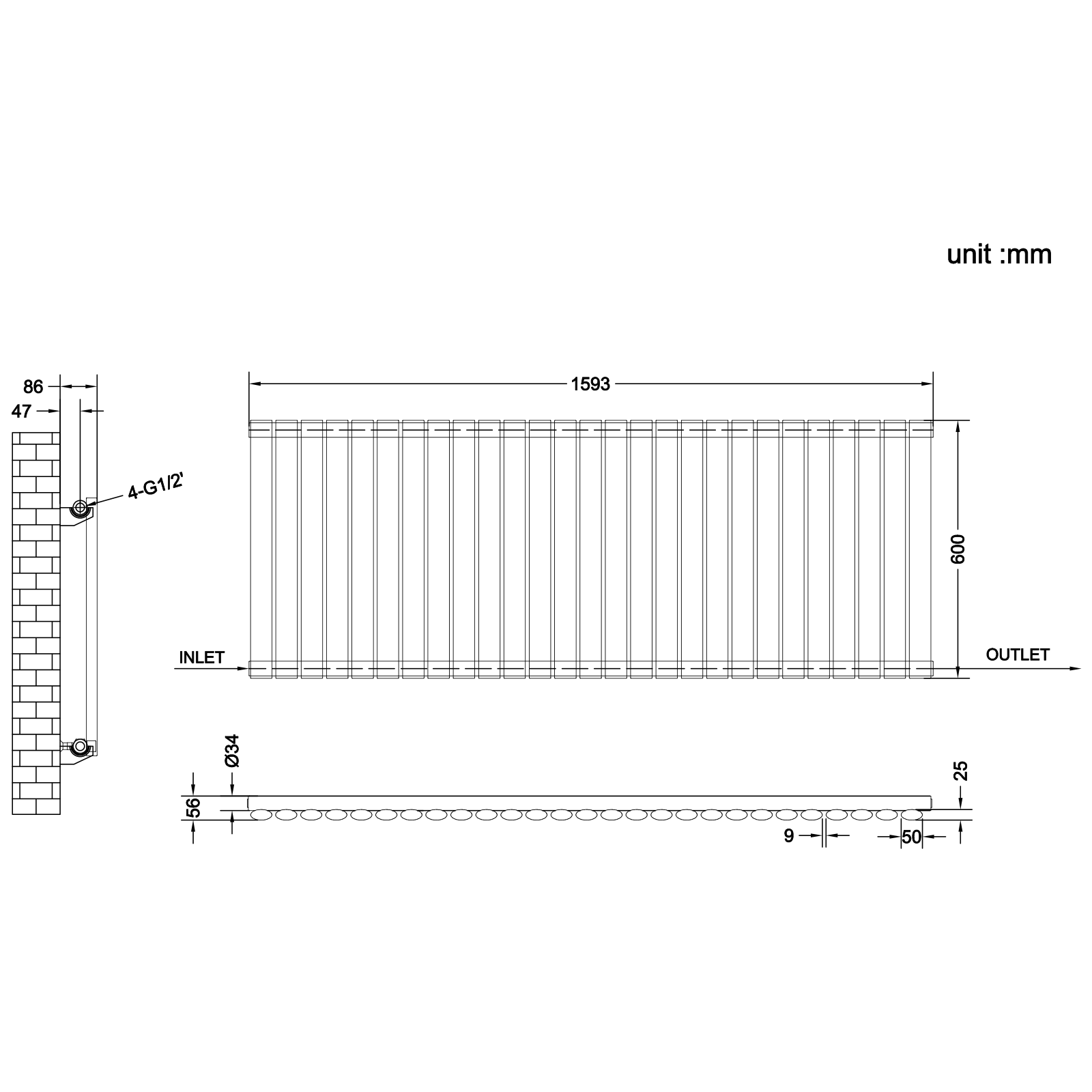 Stech Homes oval column radiator data sheet