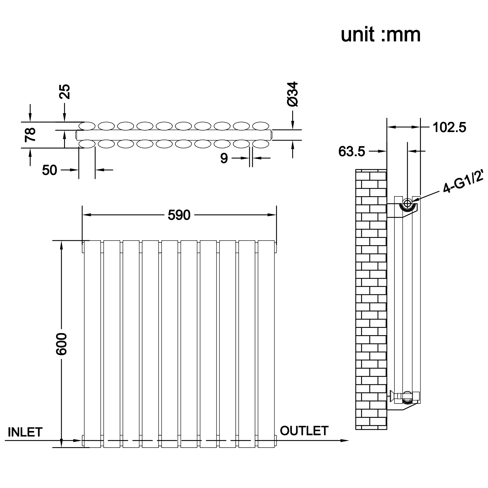 Stech Homes oval column radiator data sheet