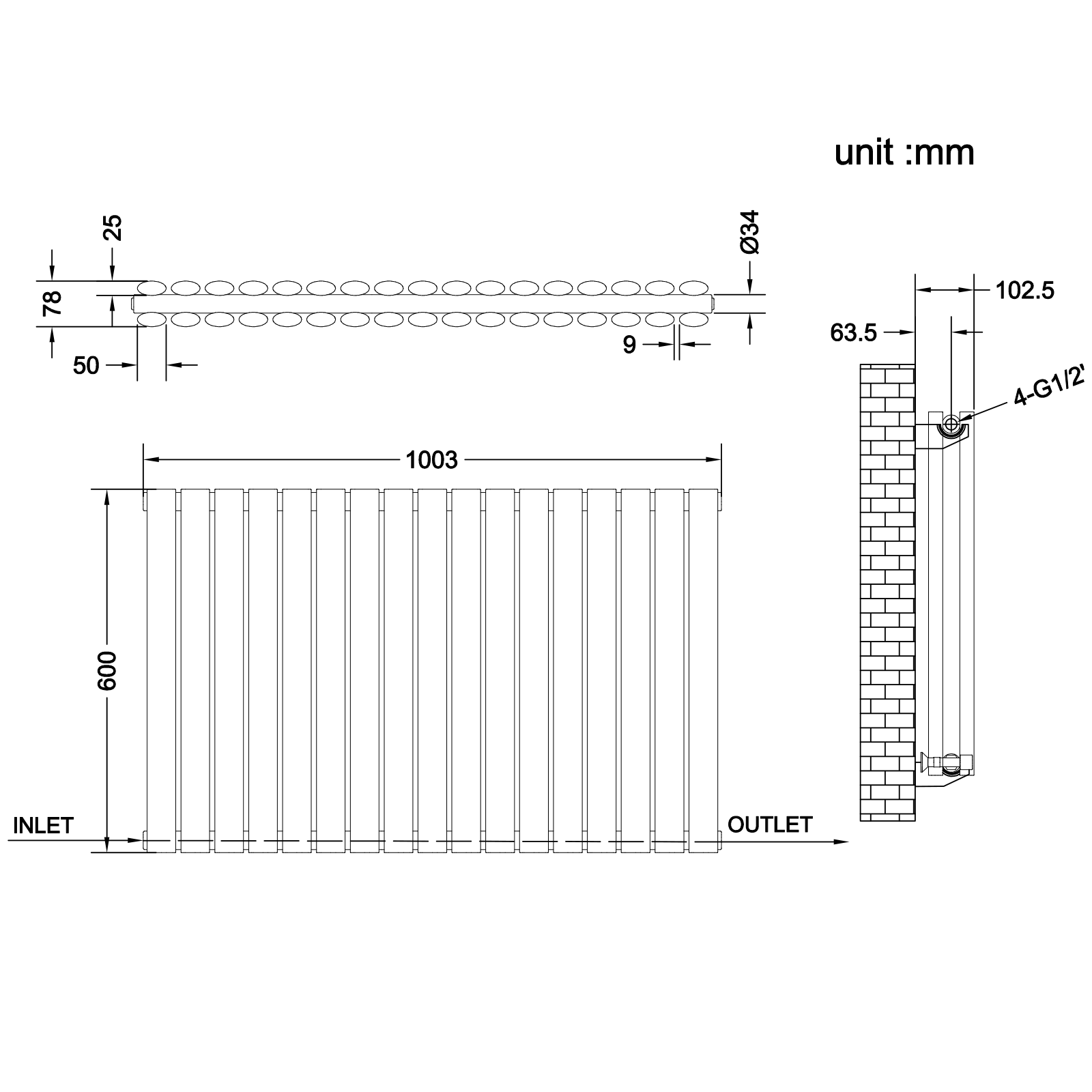 Stech Homes oval column radiator data sheet