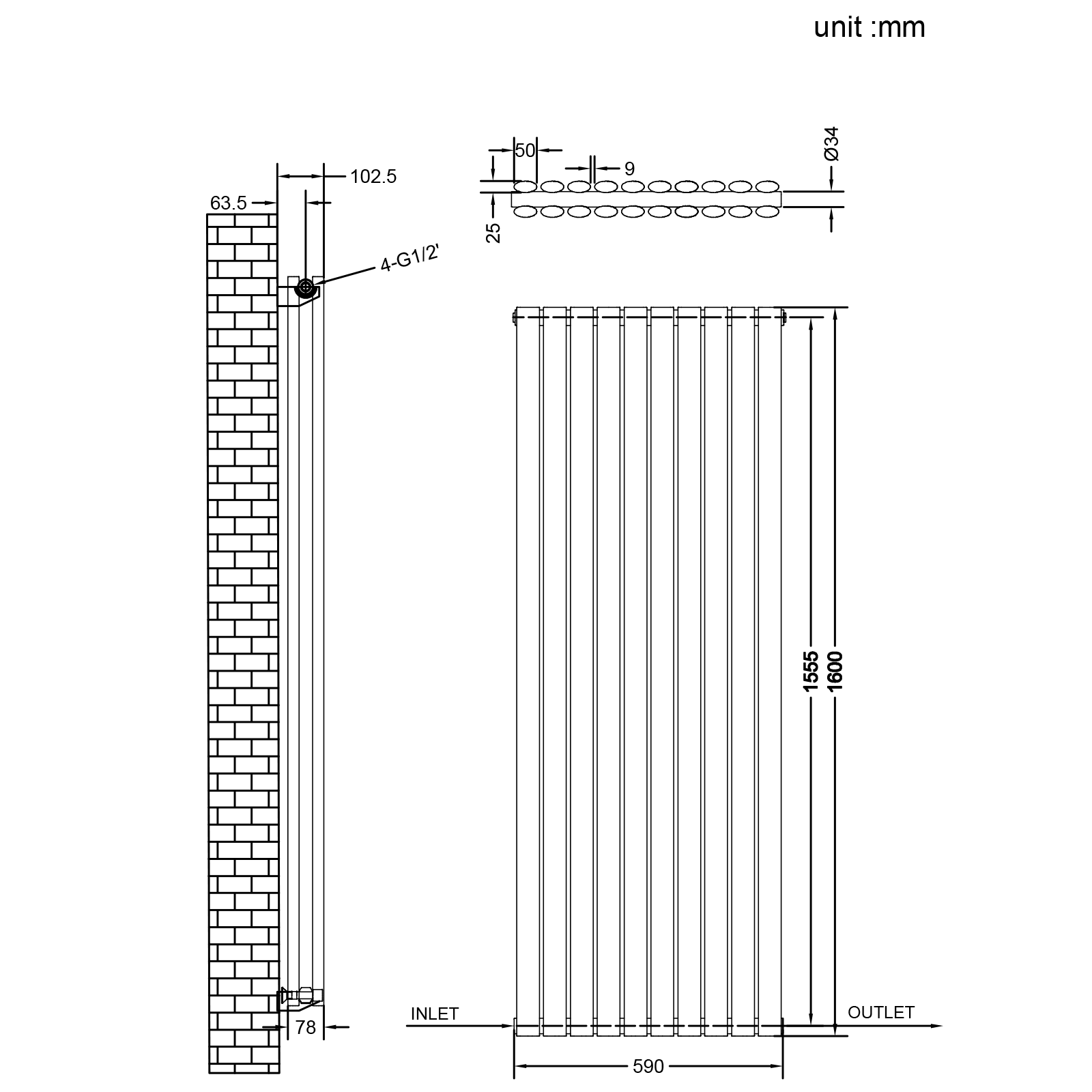 Stech Homes oval column radiator data sheet