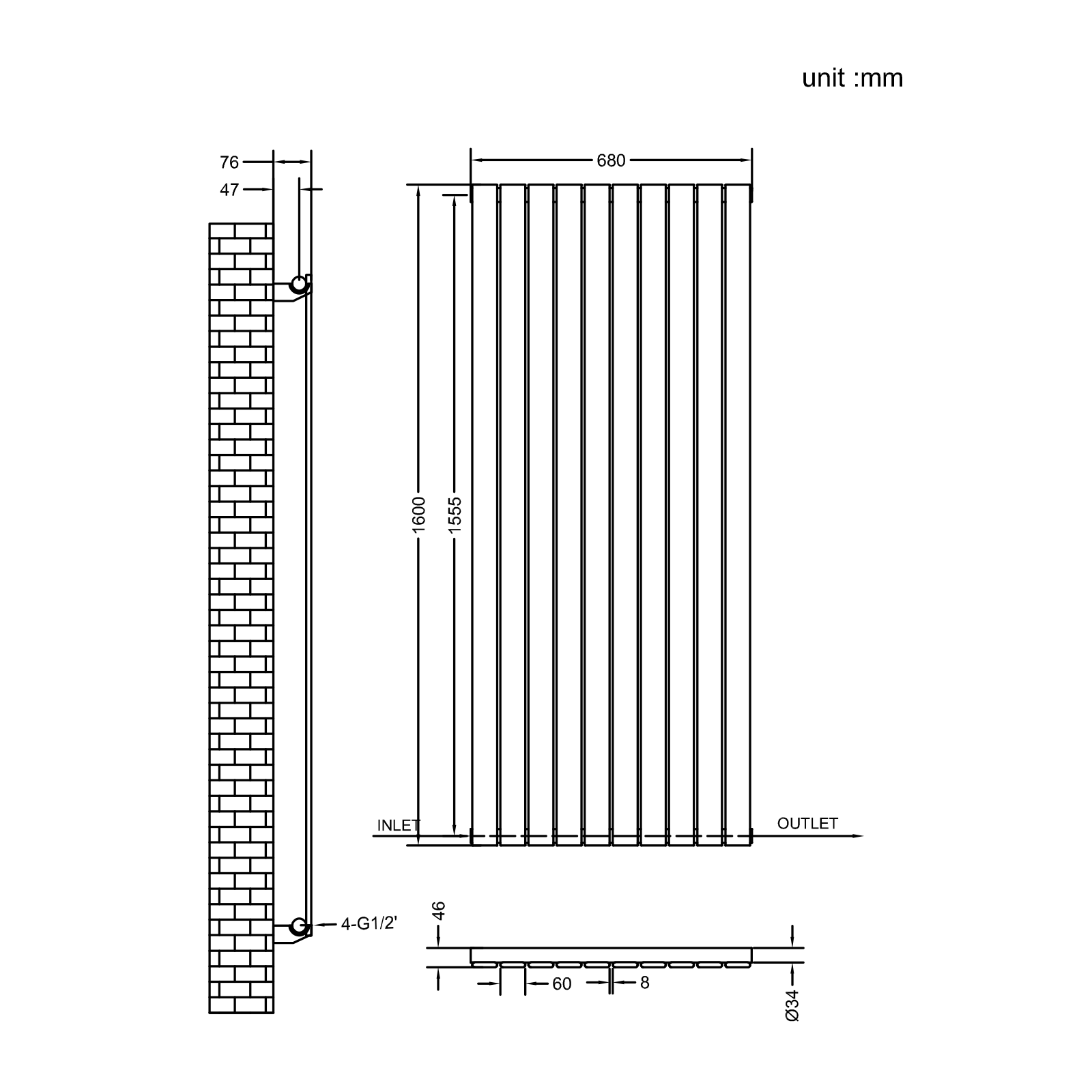 Stech Homes oval column radiator data sheet