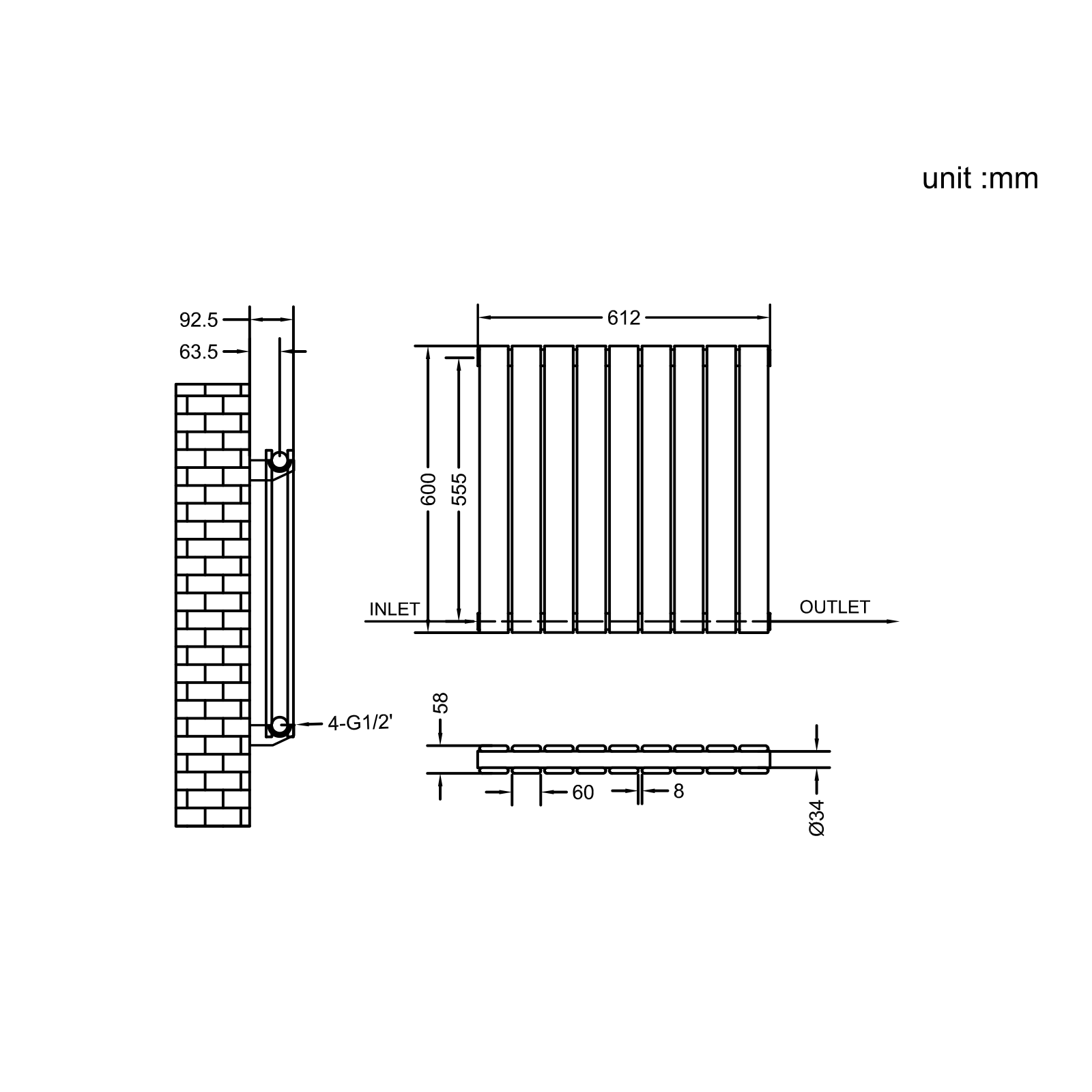Stech Homes oval column radiator data sheet