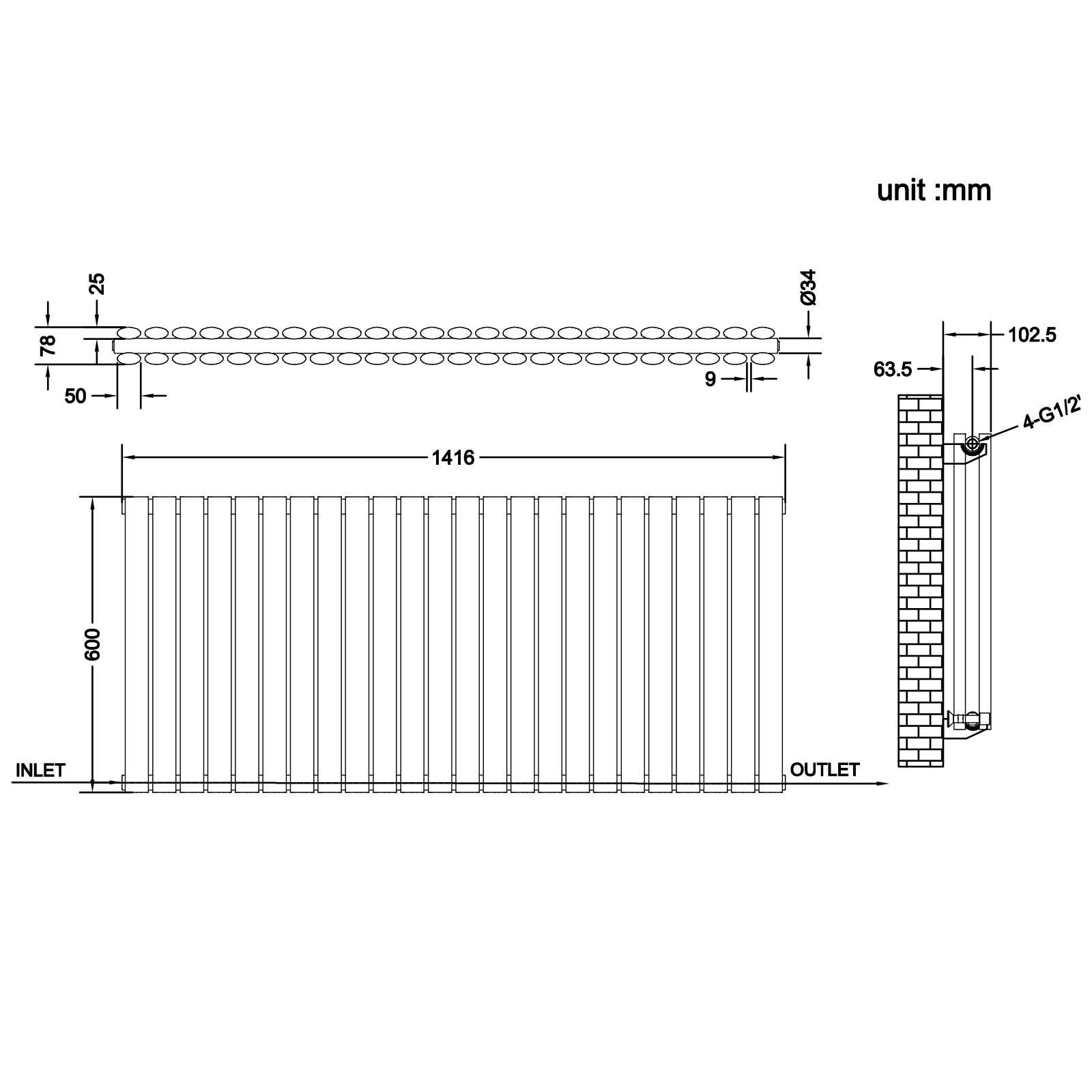Stech Homes oval column radiator data sheet