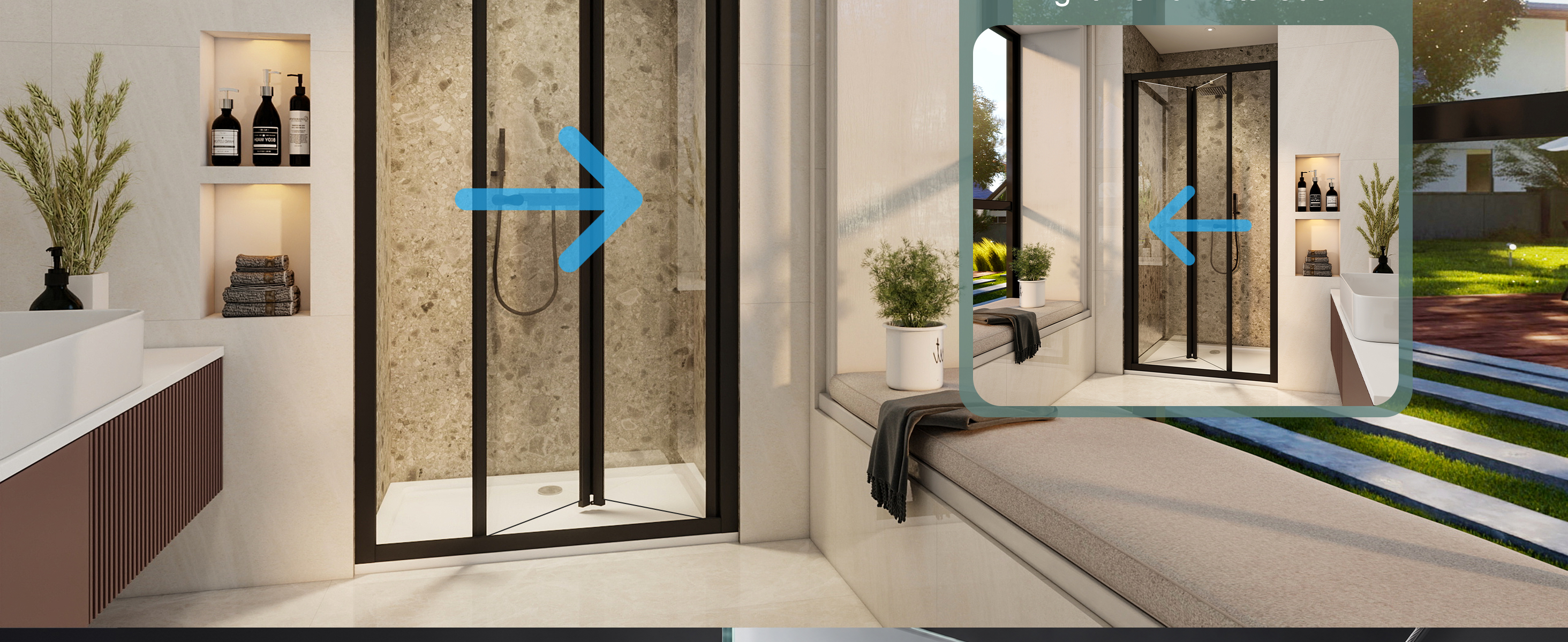5mm toughened safety glass Bi-Fold Shower Door
