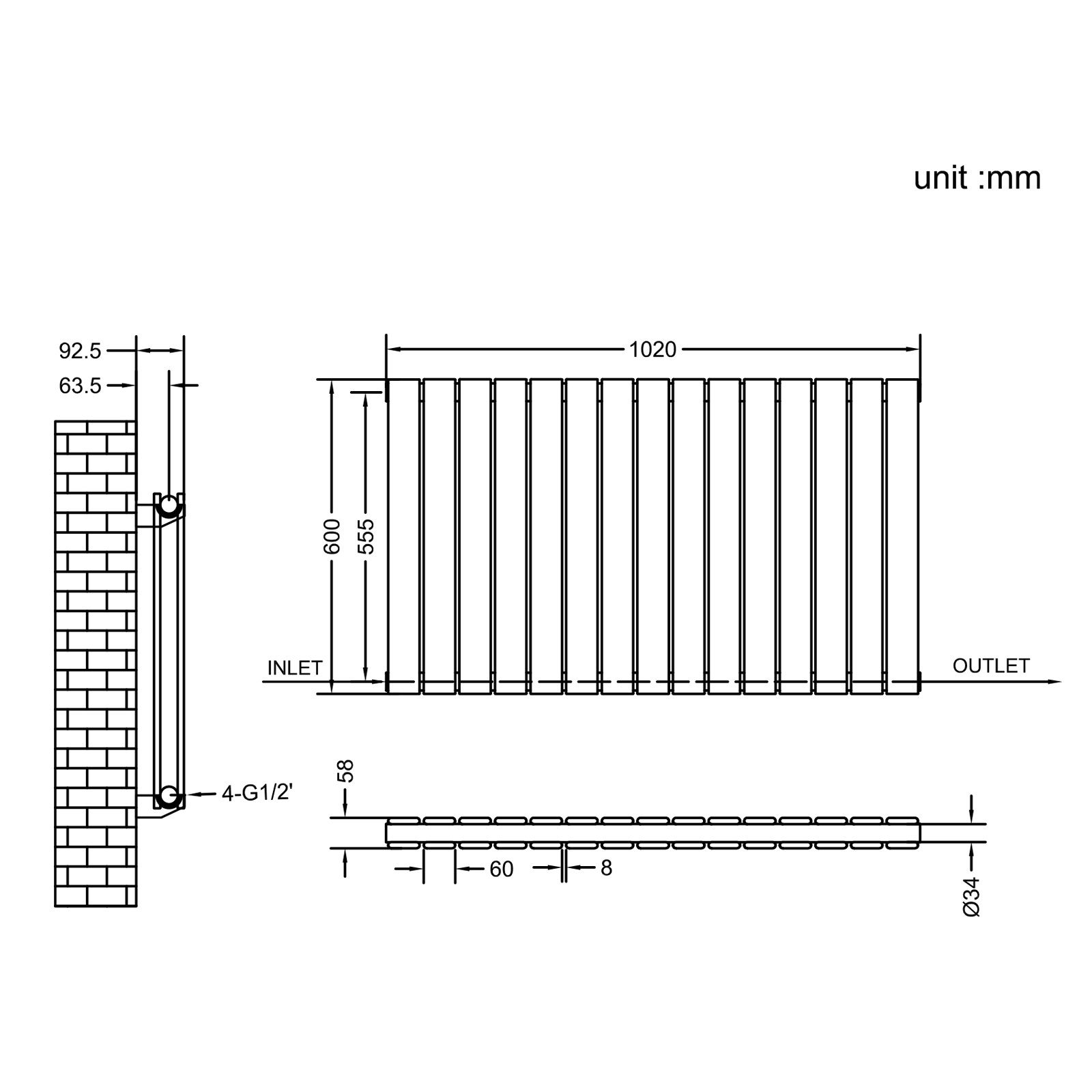 Stech Homes oval column radiator data sheet