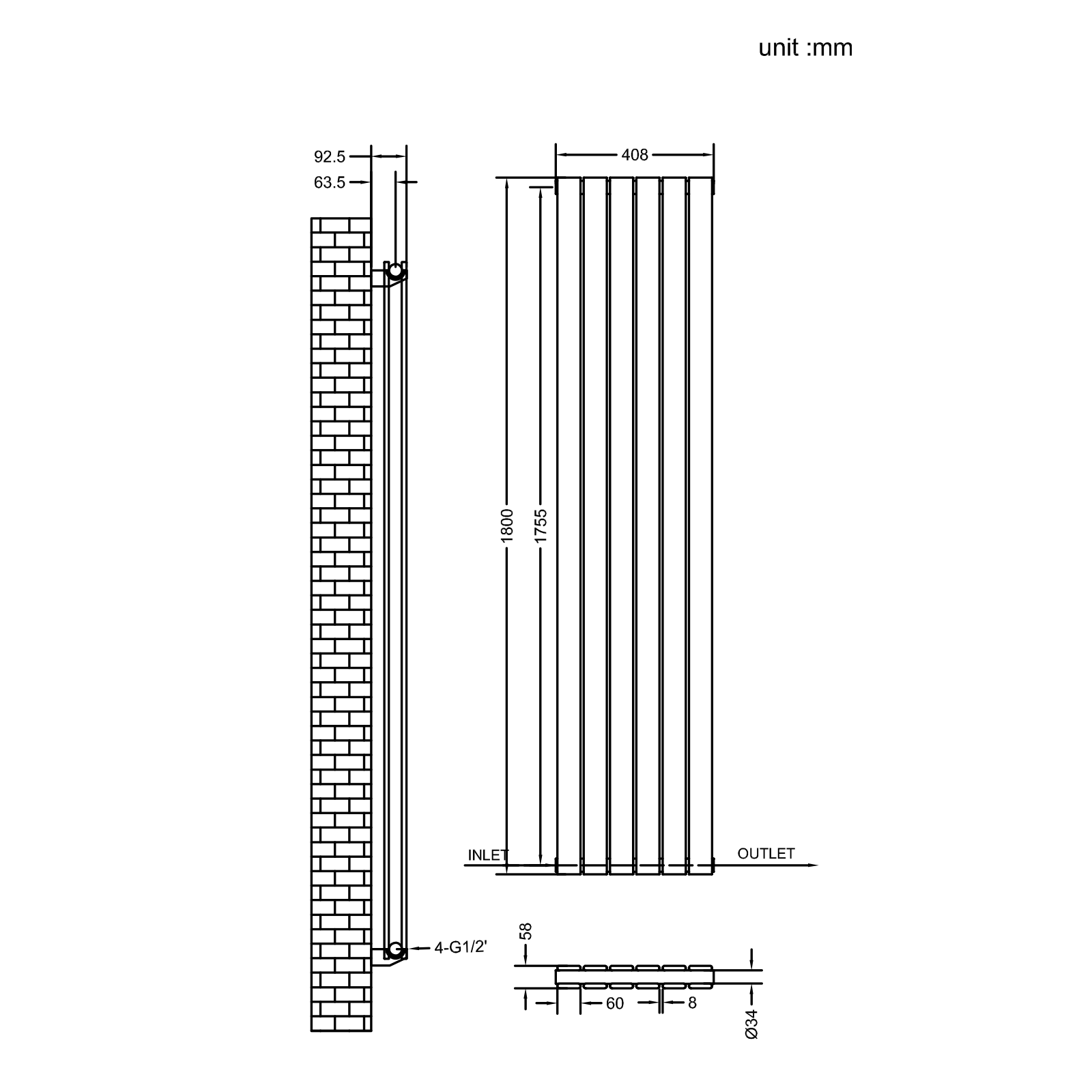 Stech Homes oval column radiator data sheet