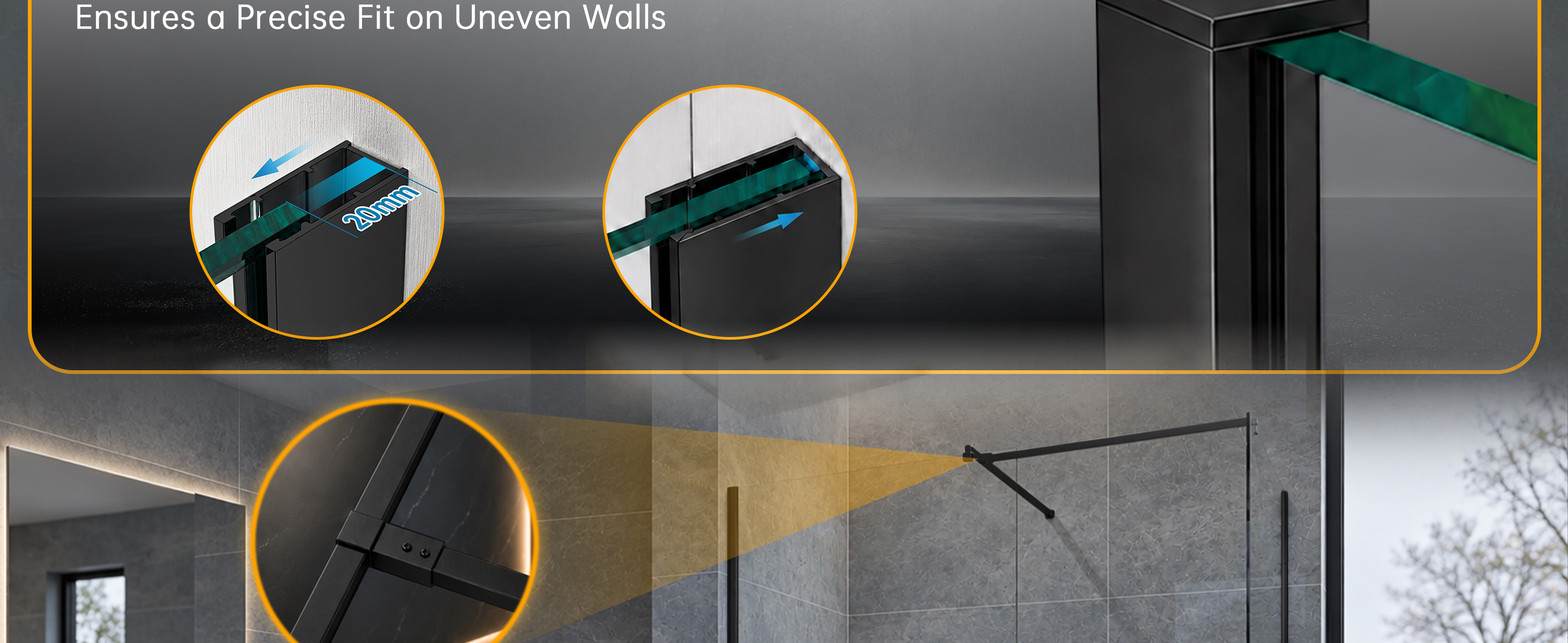 Walk-in shower screen features
