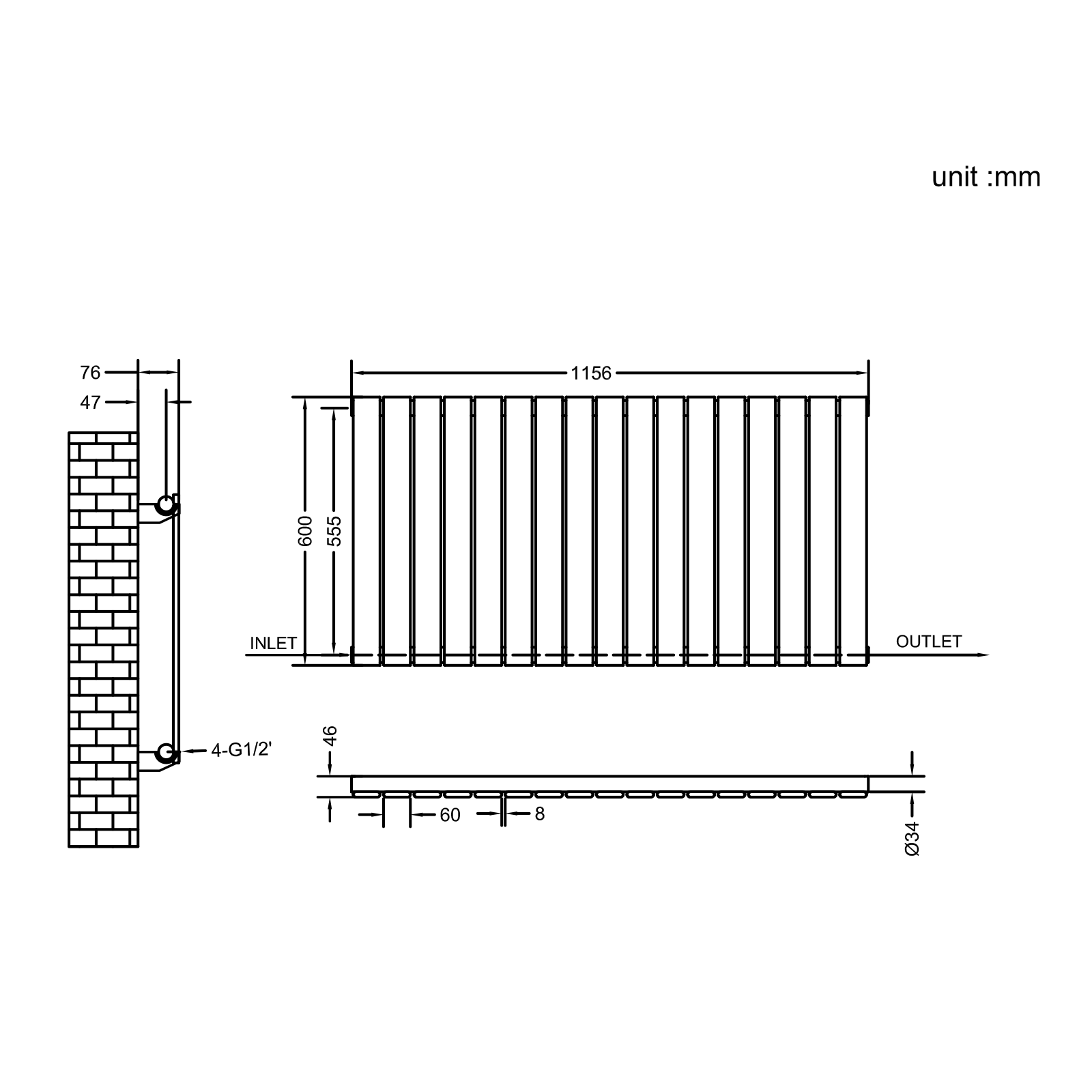 Stech Homes oval column radiator data sheet