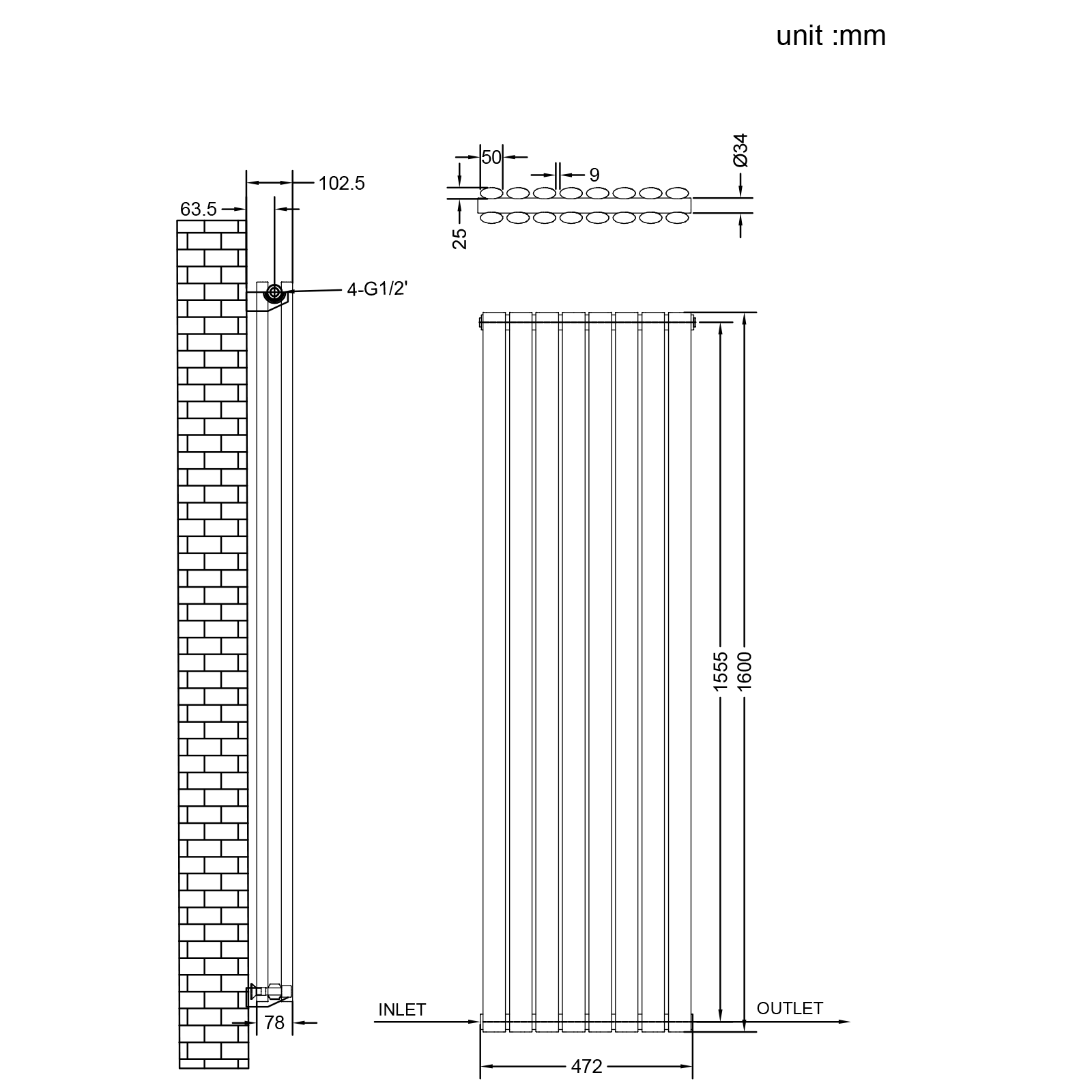 Stech Homes oval column radiator data sheet