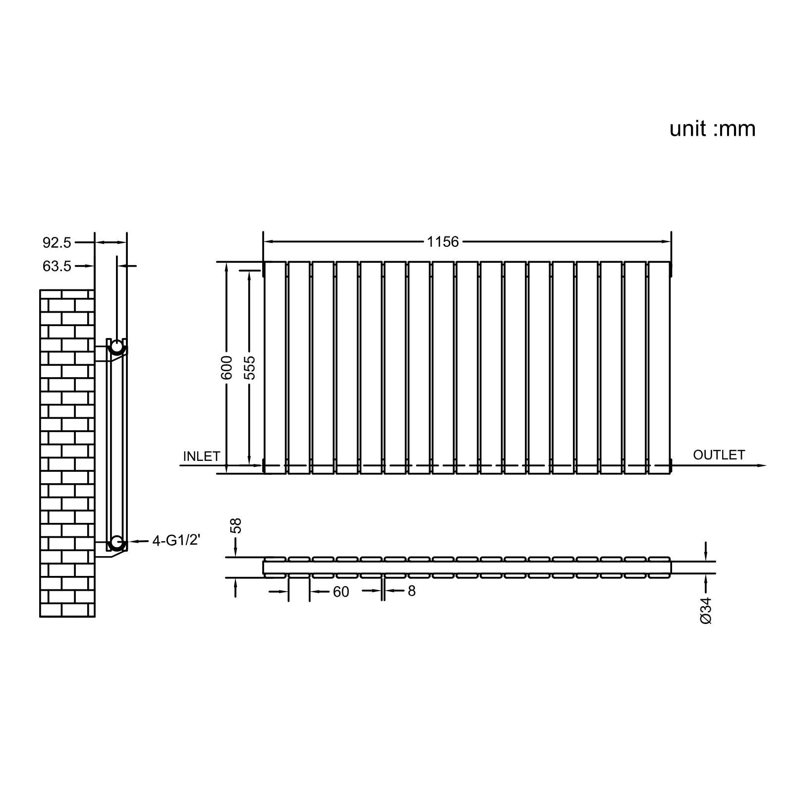 Stech Homes oval column radiator data sheet