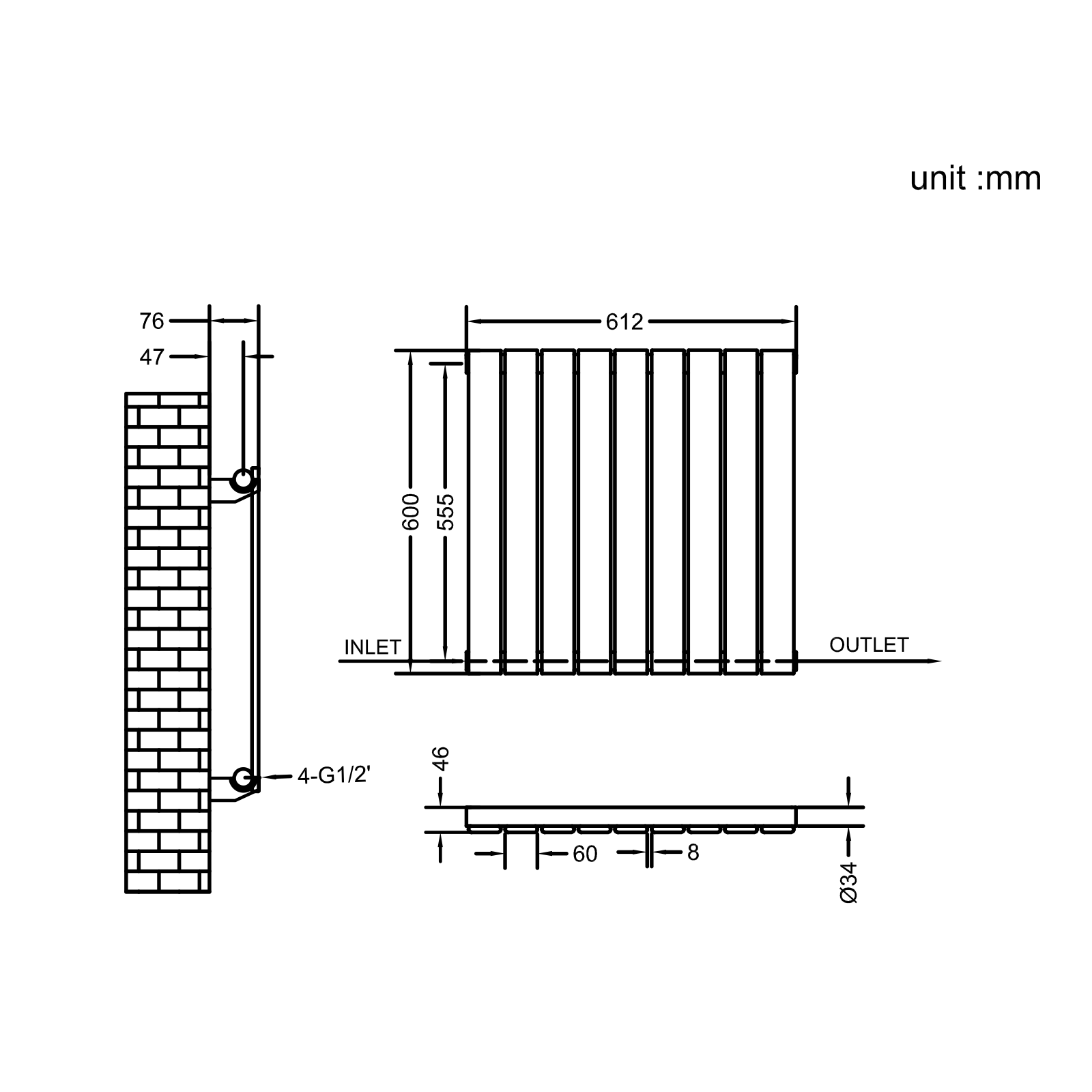 Stech Homes oval column radiator data sheet
