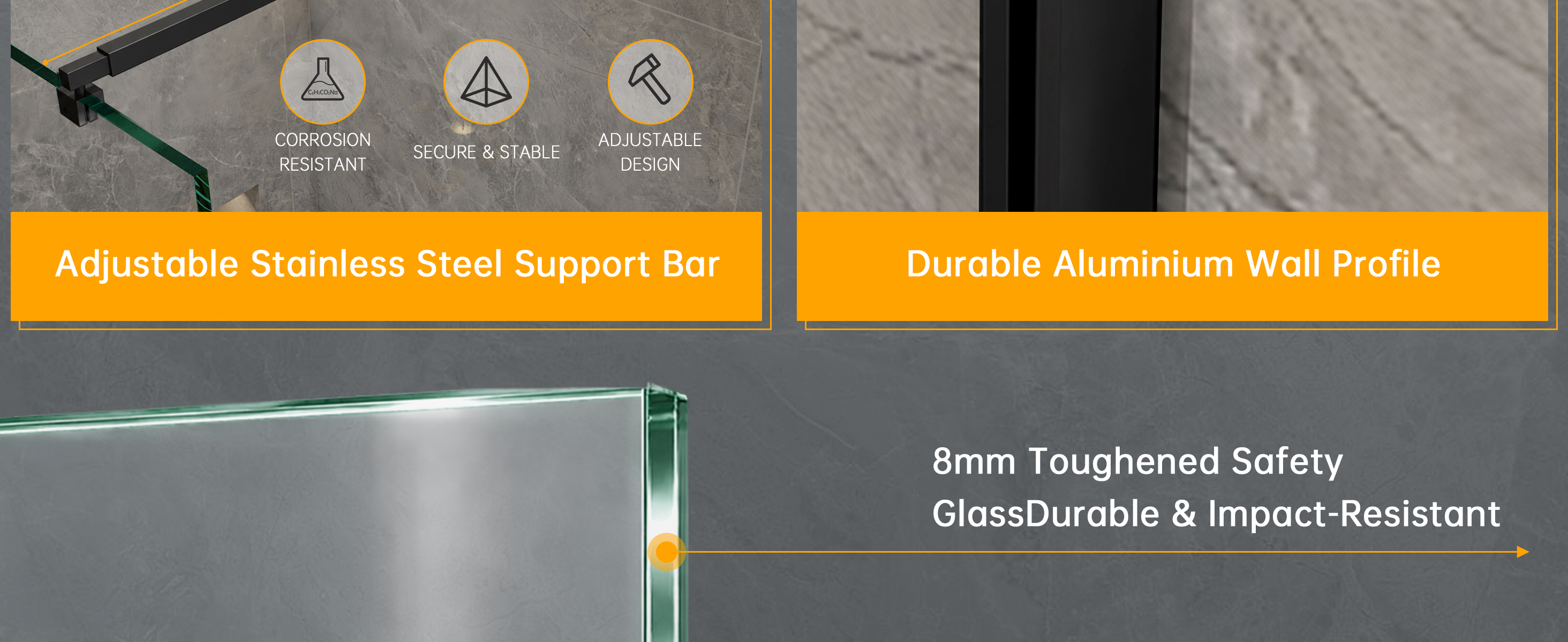 Shower screen dimensions and installation details