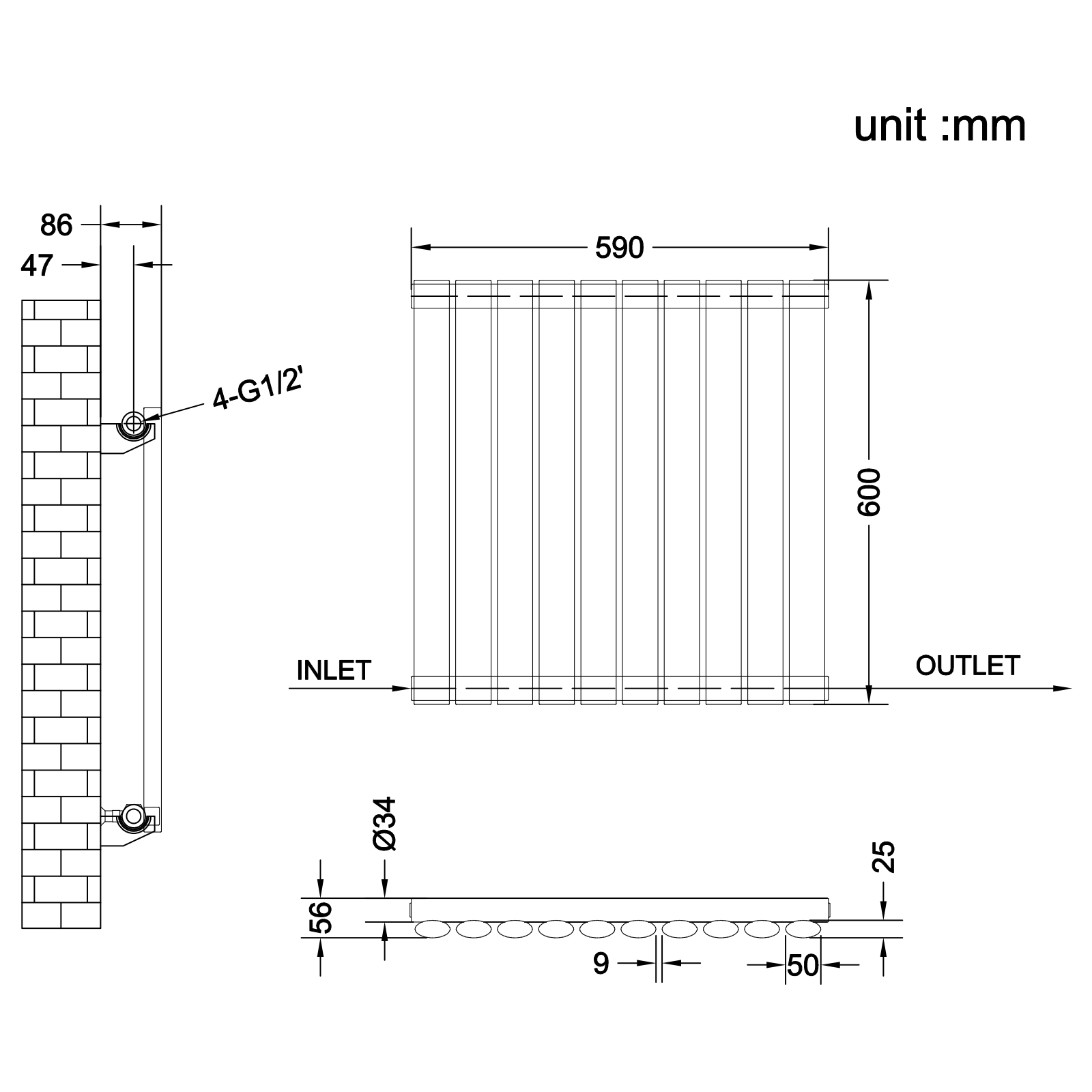 Stech Homes oval column radiator data sheet