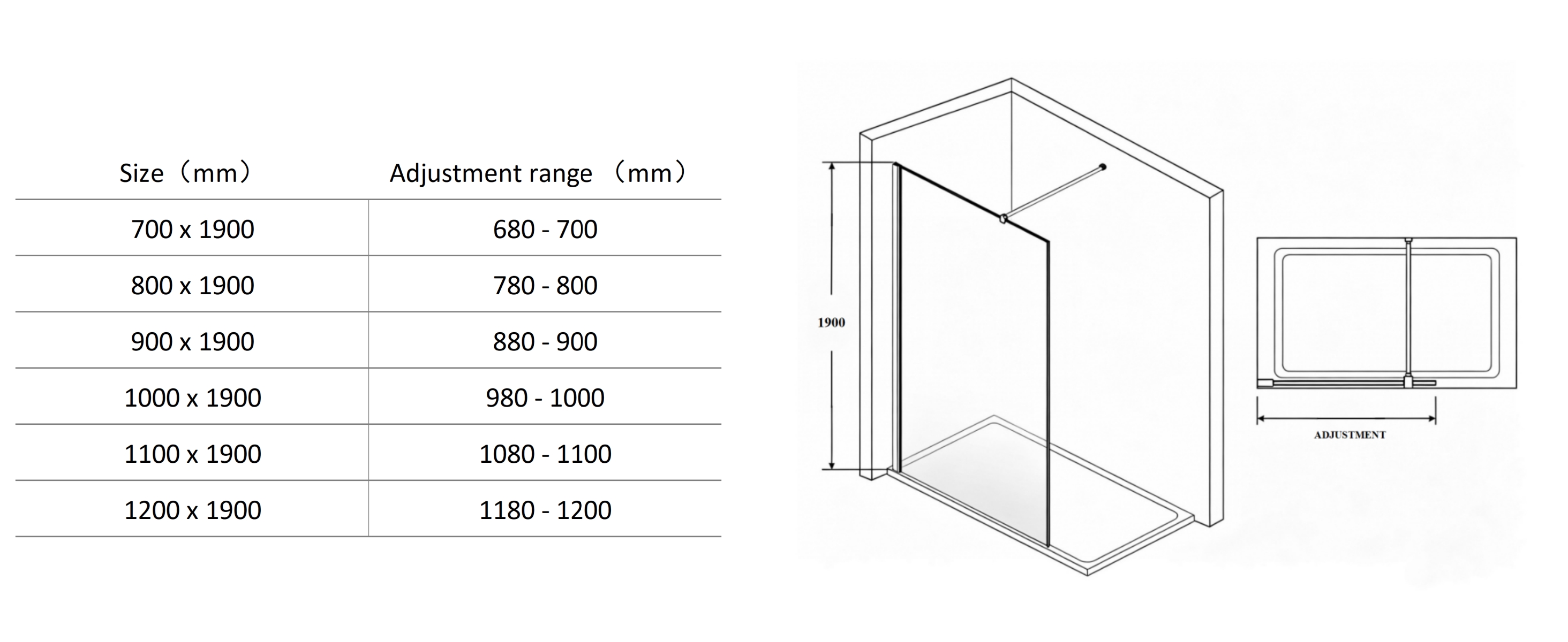 Walk-in shower screen bathroom installation