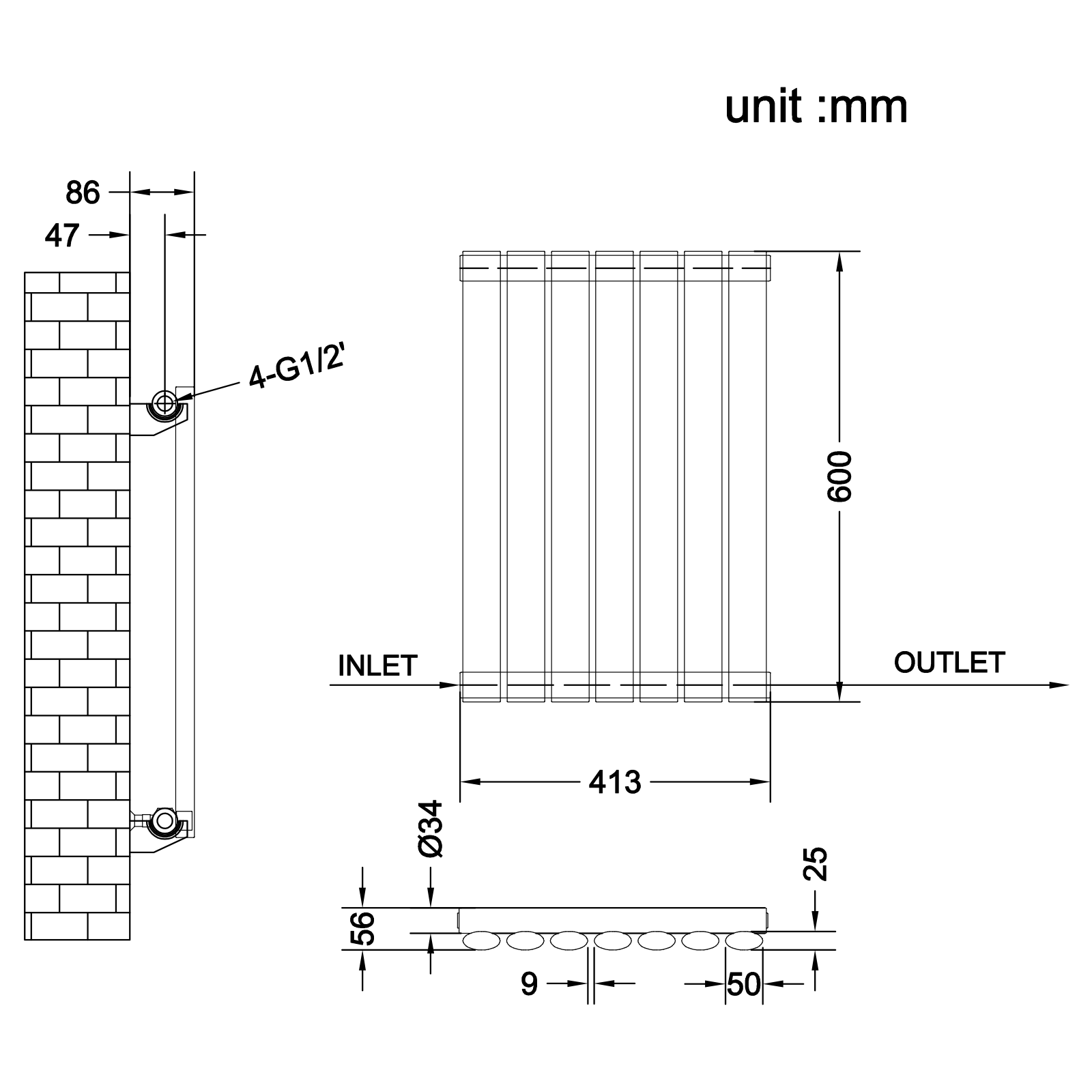 Stech Homes oval column radiator data sheet