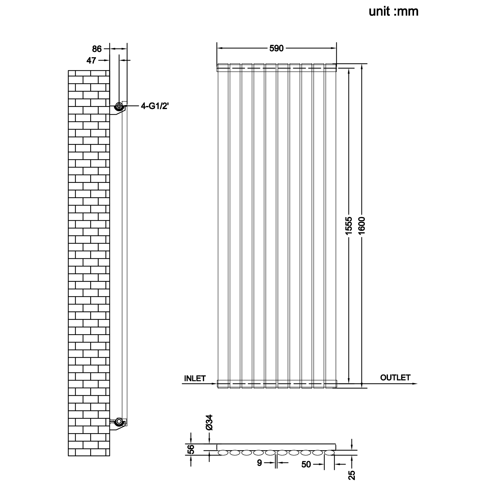 Stech Homes oval column radiator data sheet
