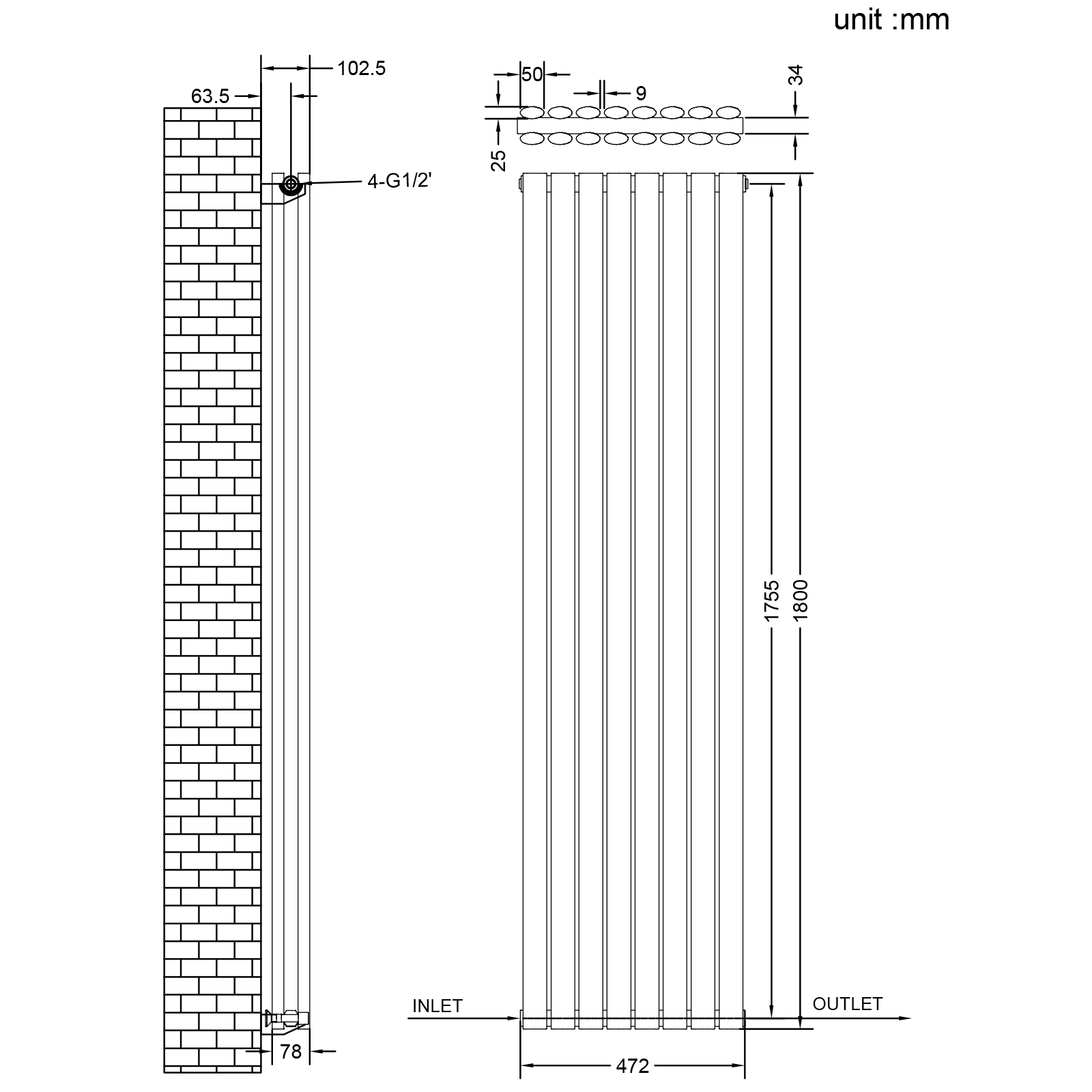 Stech Homes oval column radiator data sheet
