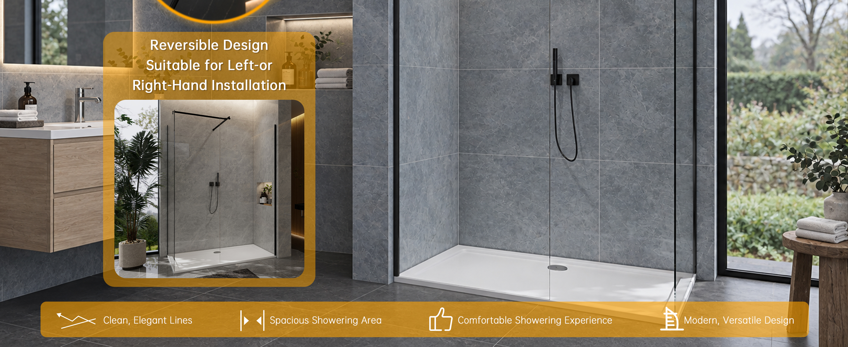 Matt Black walk-in shower screen