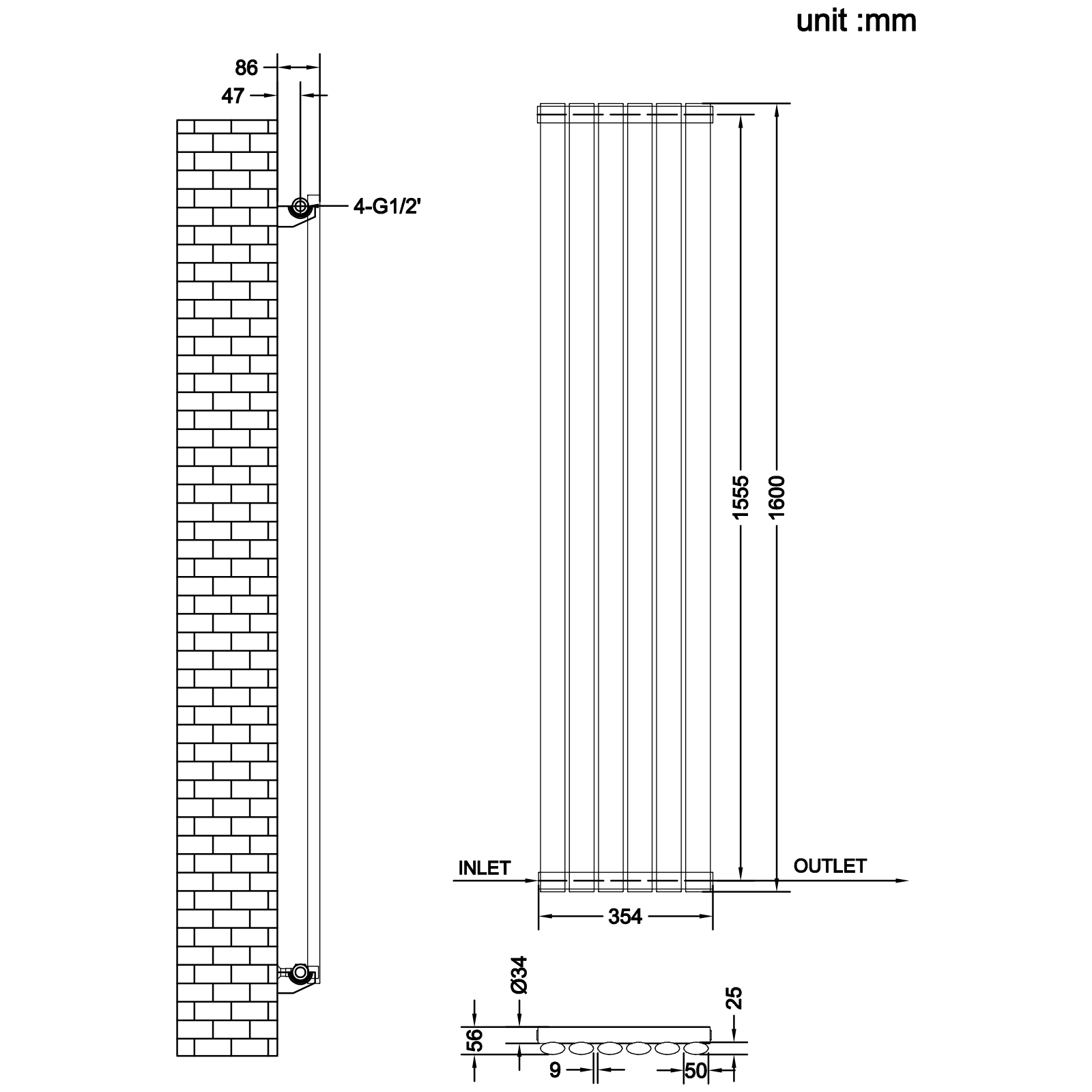 Stech Homes oval column radiator data sheet
