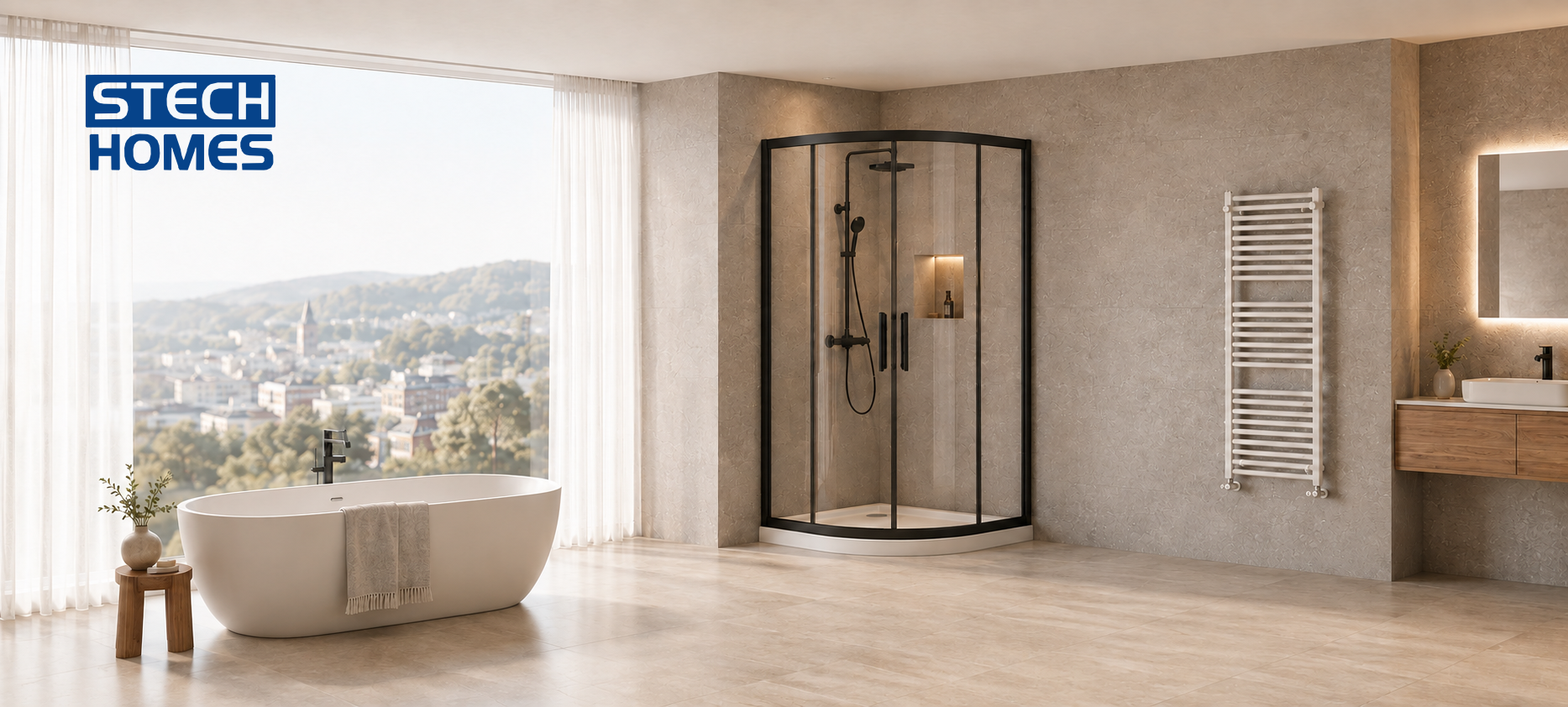 30mm slimline stone resin shower tray with adjustable riser kit and free waste
