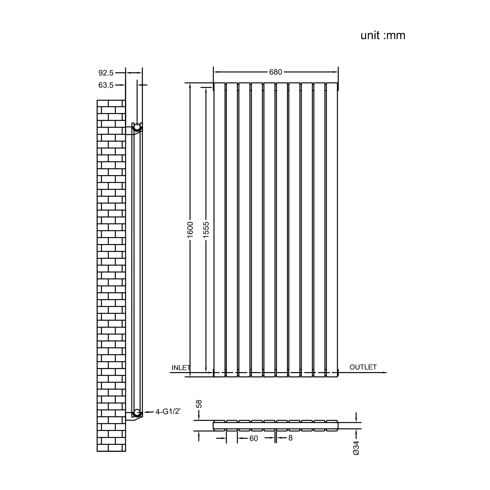 Stech Homes oval column radiator data sheet