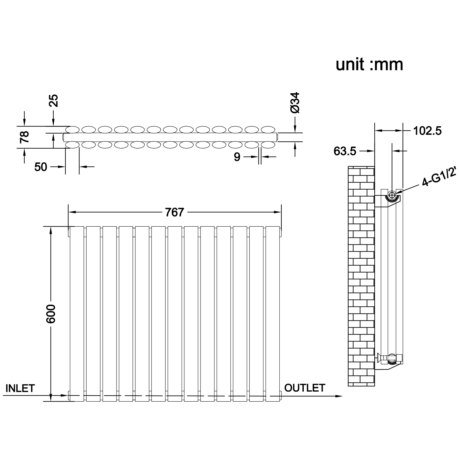 Stech Homes oval column radiator data sheet