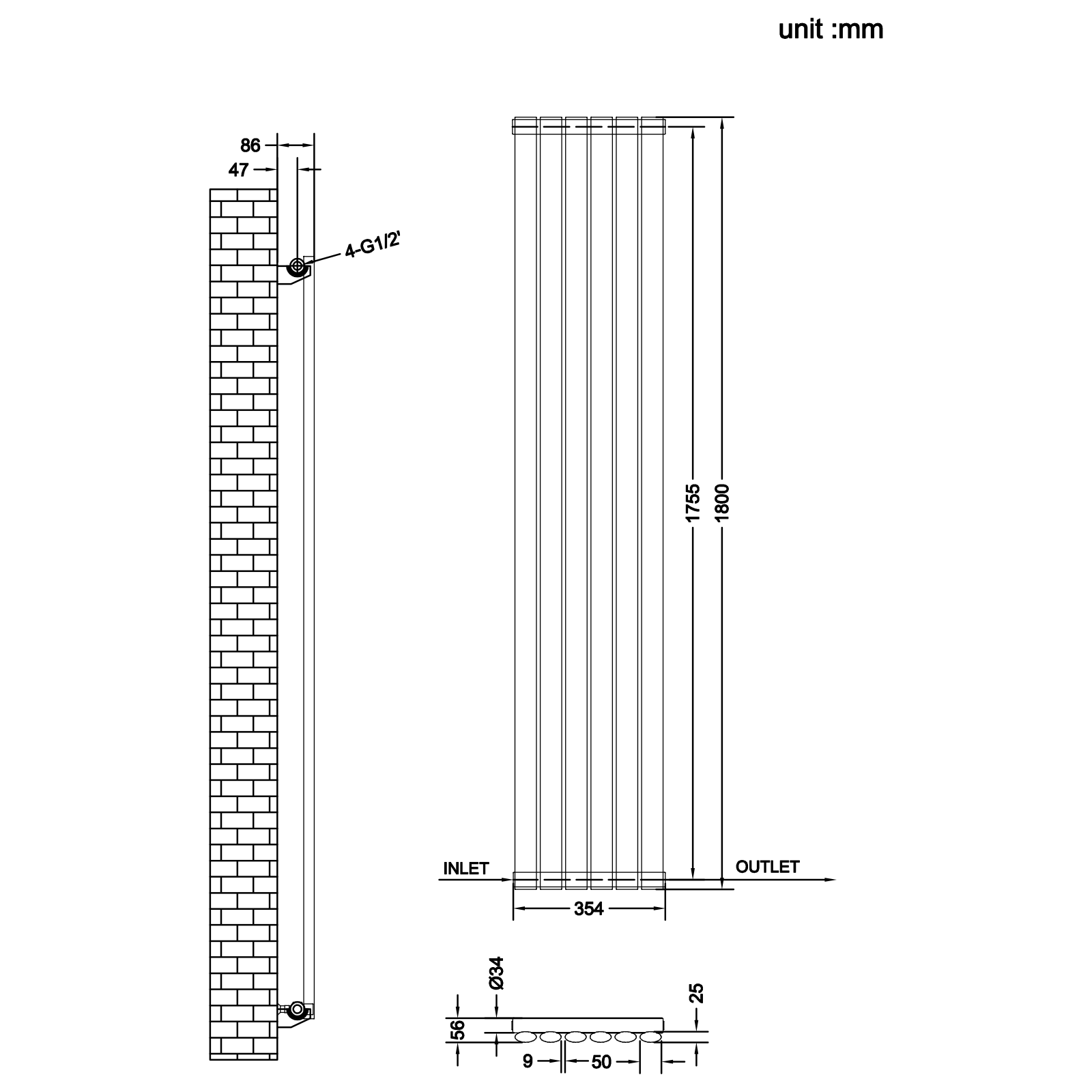 Stech Homes oval column radiator data sheet