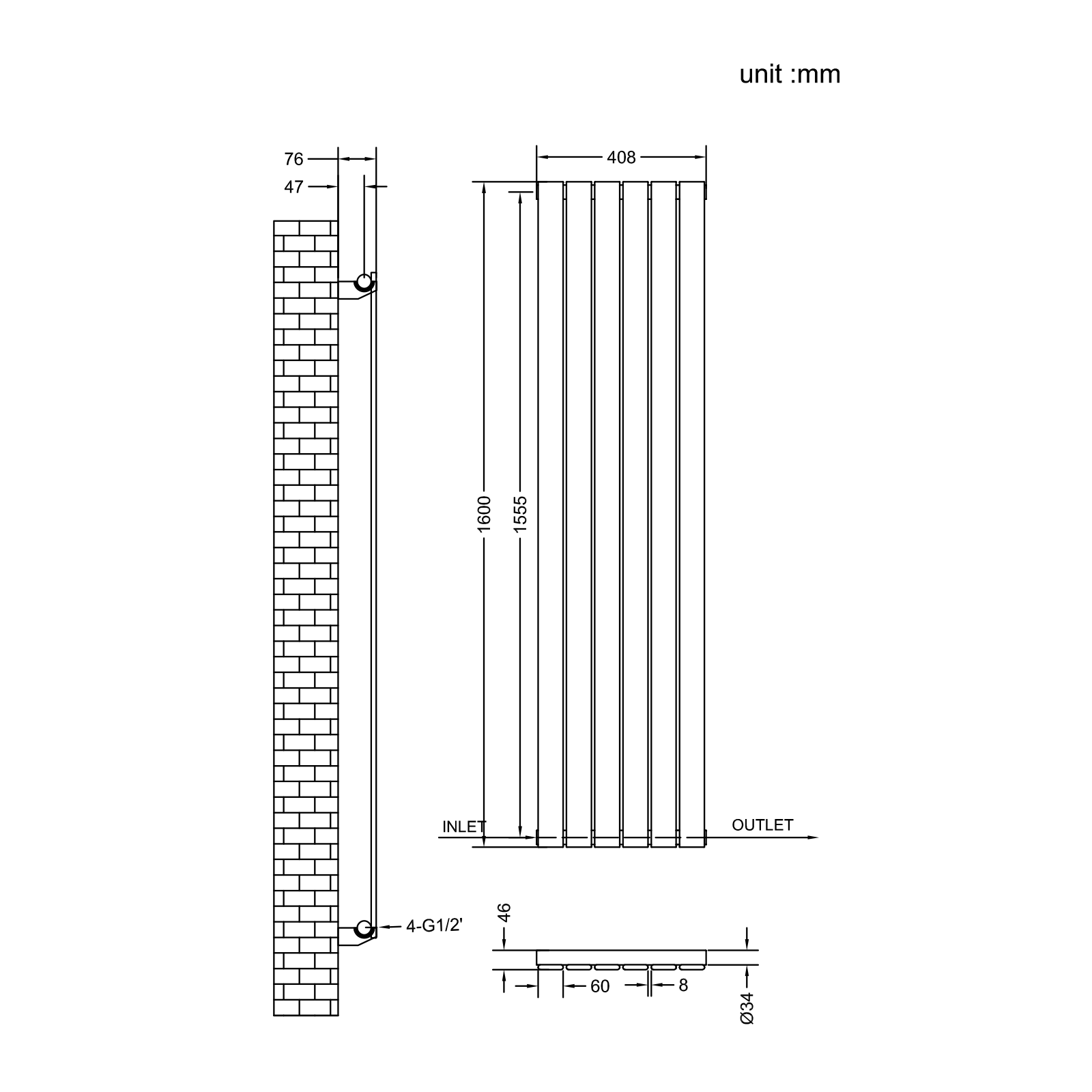Stech Homes oval column radiator data sheet