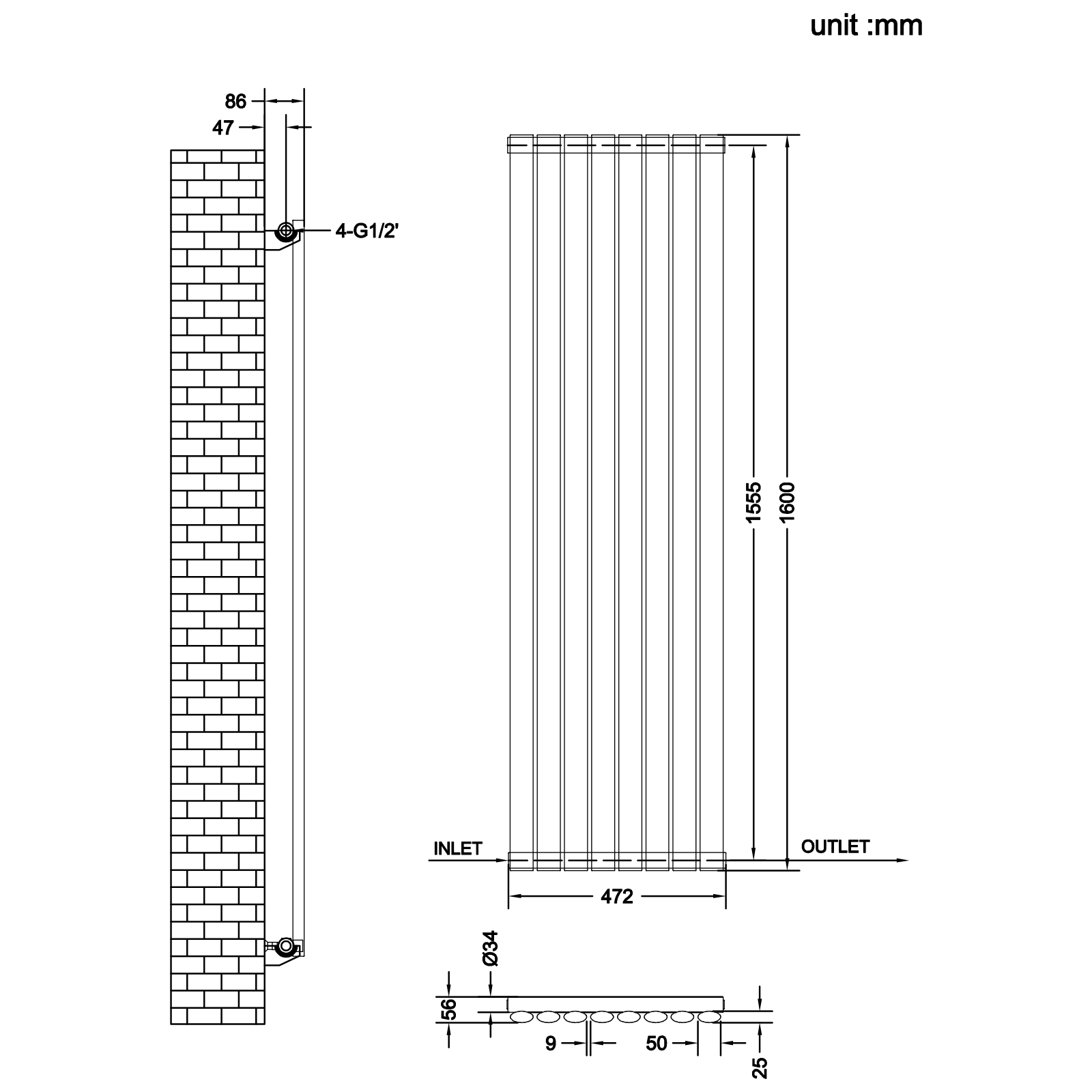 Stech Homes oval column radiator data sheet