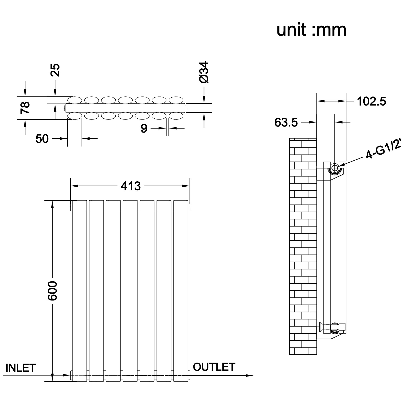 Stech Homes oval column radiator data sheet