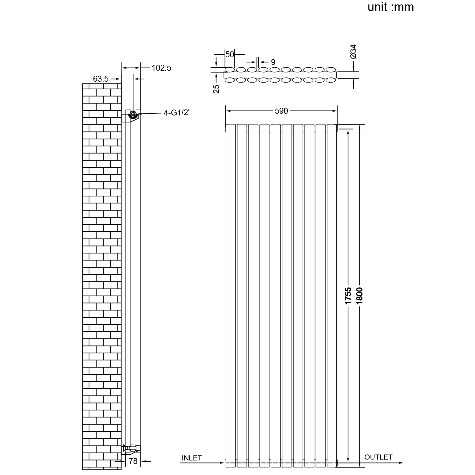 Stech Homes oval column radiator data sheet
