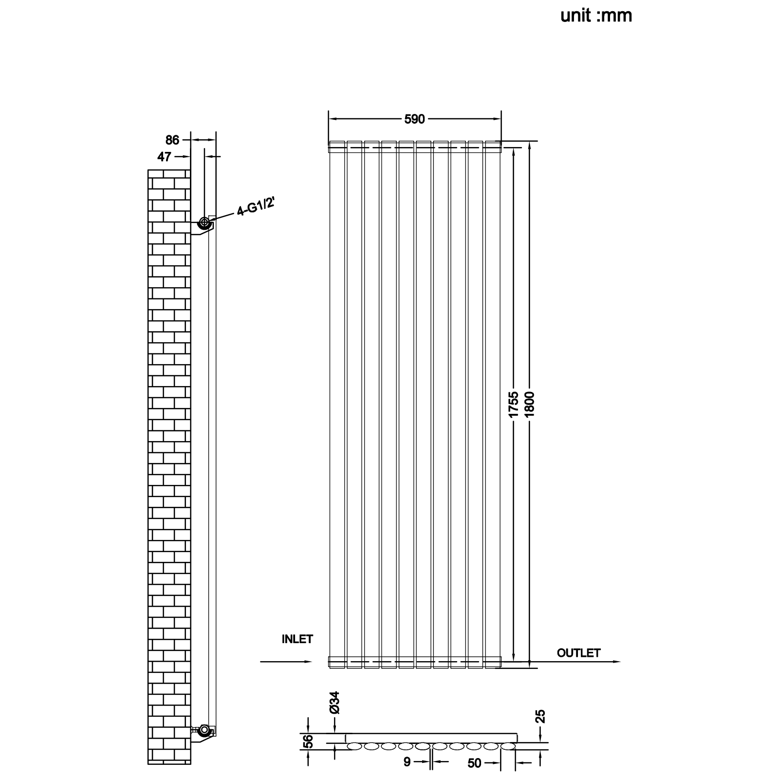 Stech Homes oval column radiator data sheet