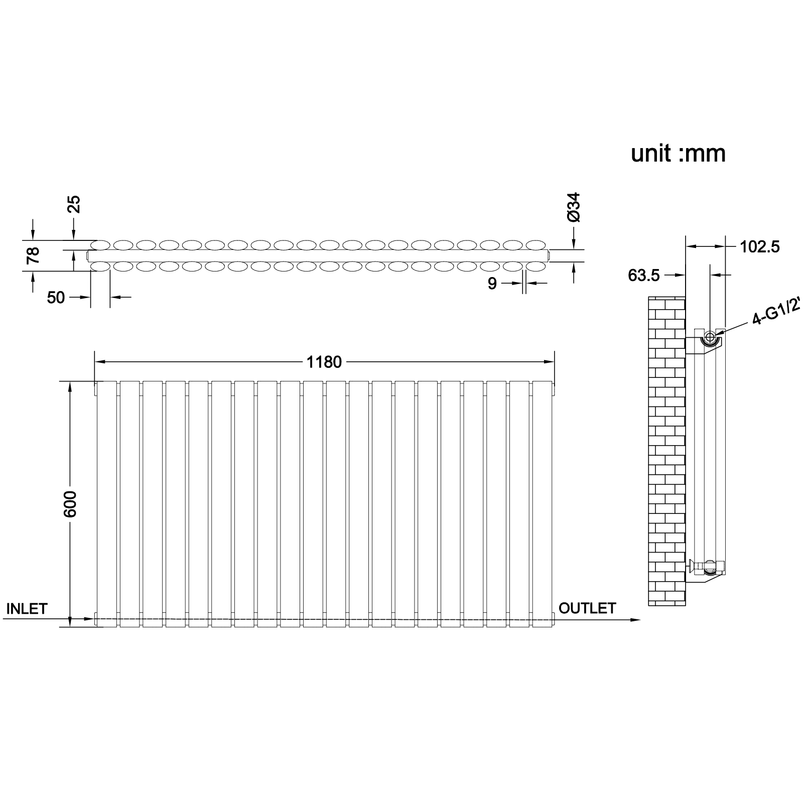 Stech Homes oval column radiator data sheet