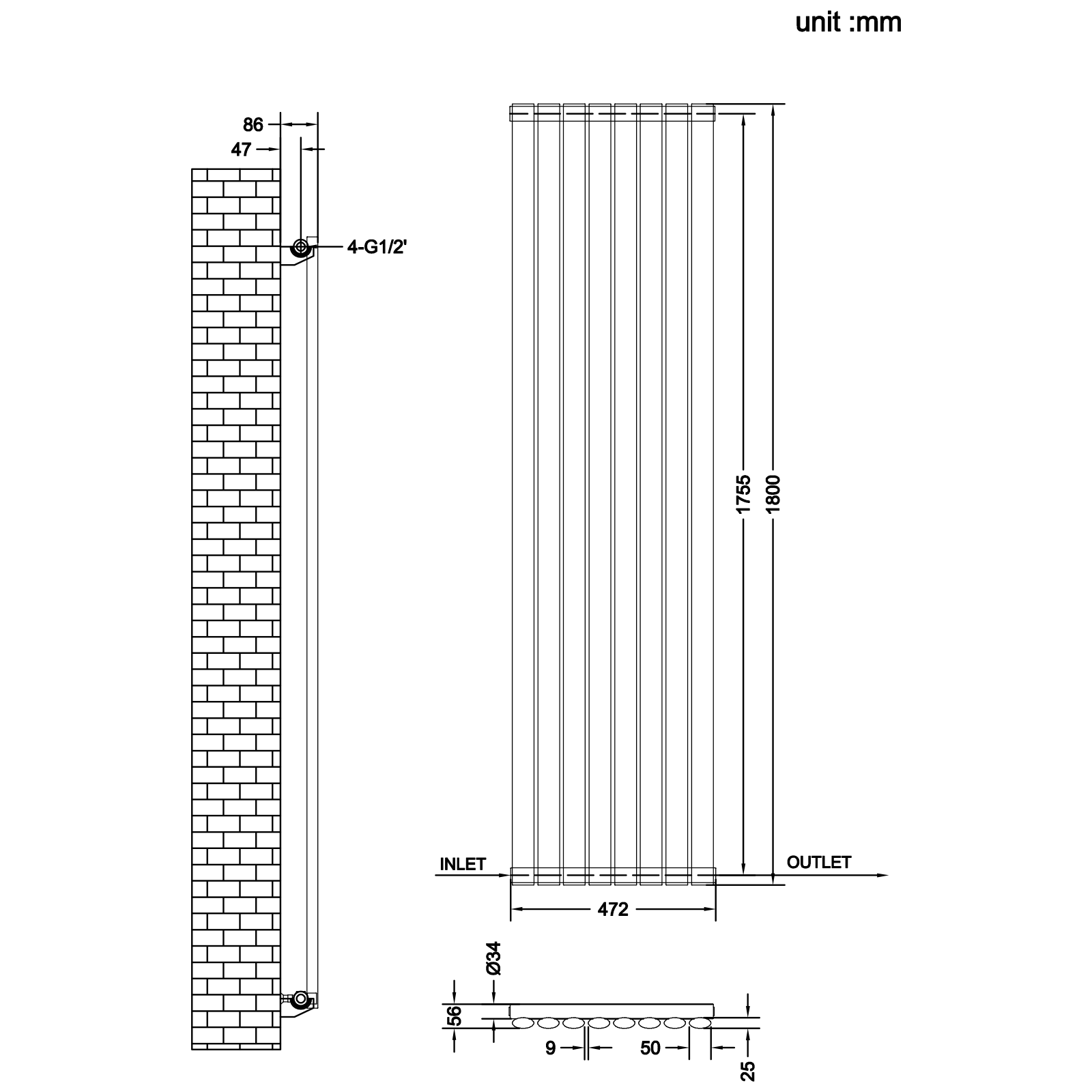 Stech Homes oval column radiator data sheet