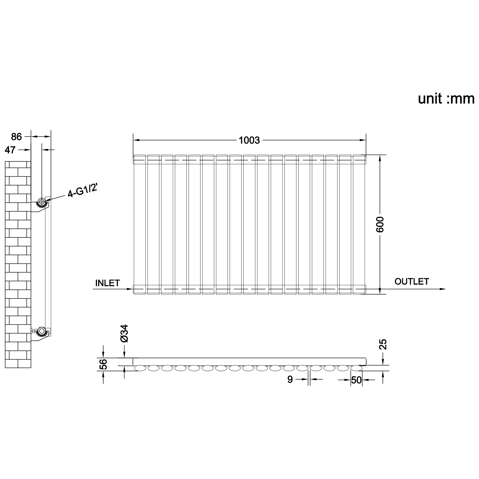 Stech Homes oval column radiator data sheet
