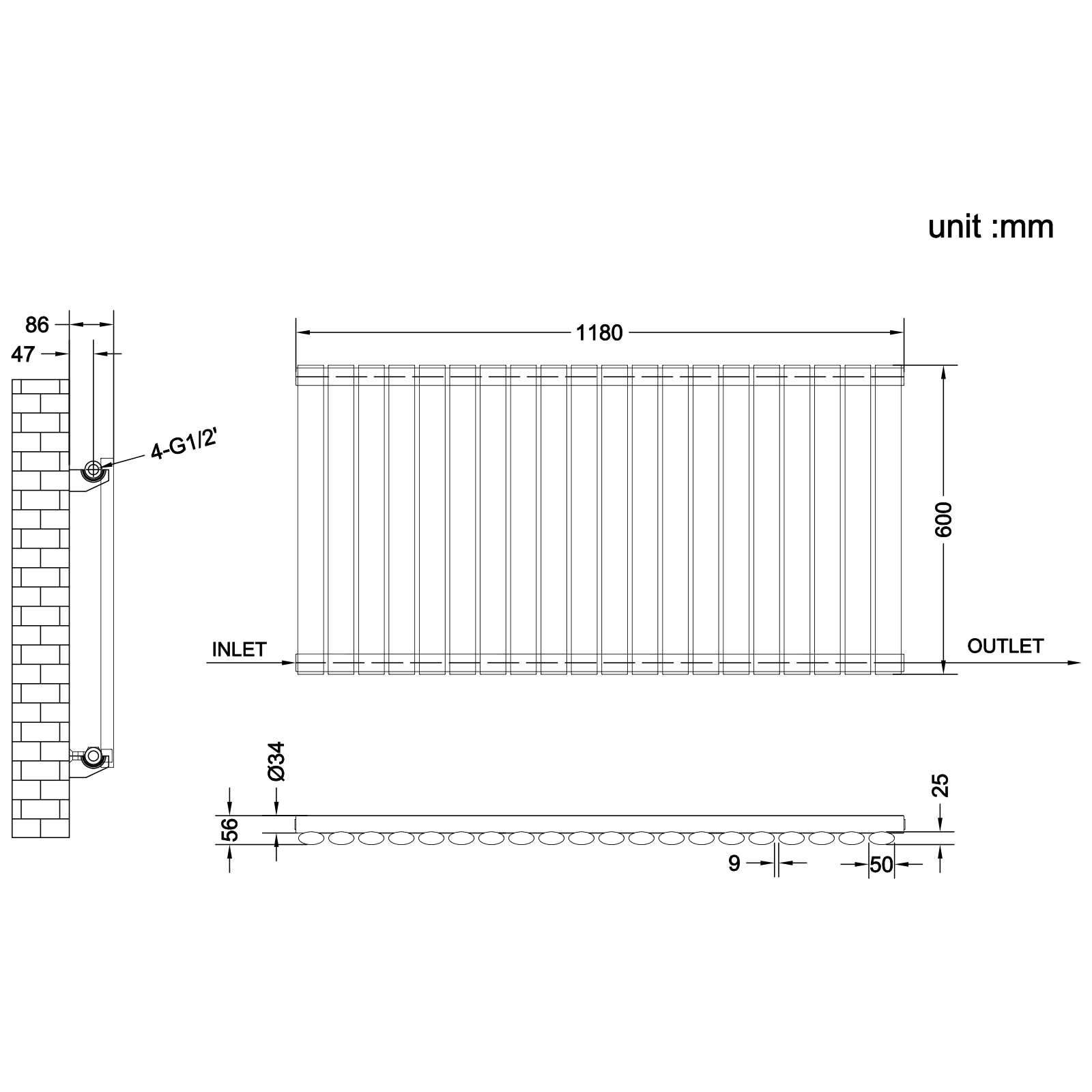 Stech Homes oval column radiator data sheet