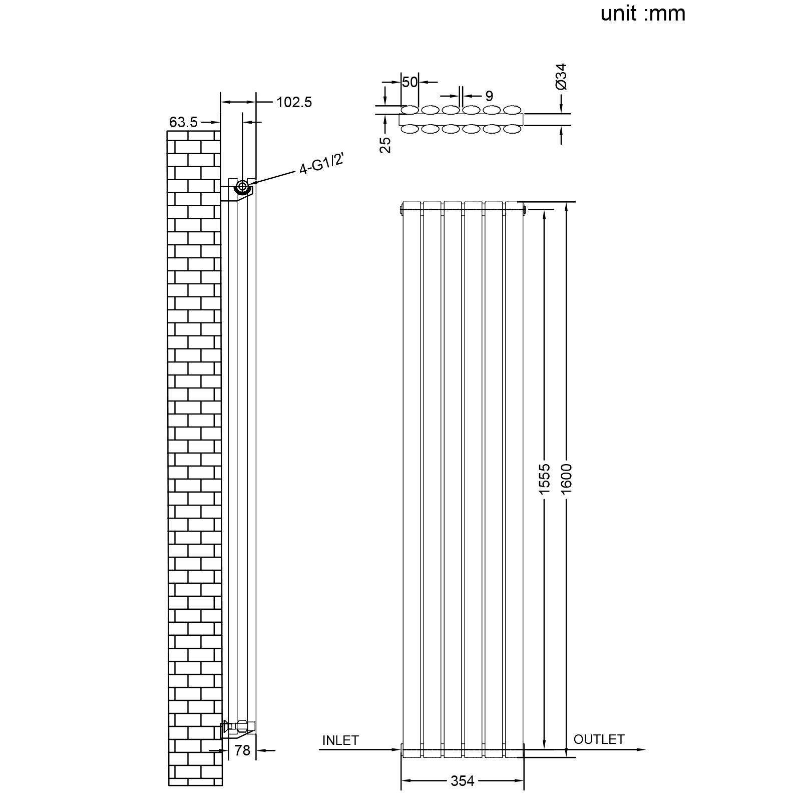 Stech Homes oval column radiator data sheet