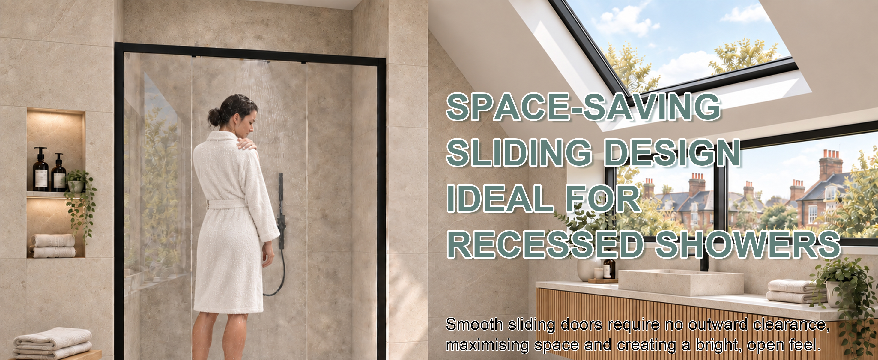 STECHHOMES Matt Black Sliding Shower Door